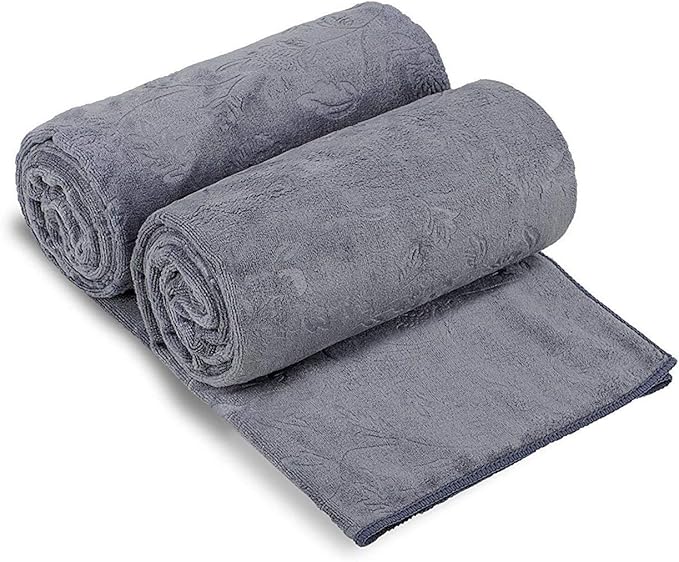 Pack of 2 Large Bath Towels Set, 30" x 60", Fast Drying, Soft Super Absorbent Oversized Microfiber Towel for Body, Use for Hotel, Salon, Yoga, Gym,Spa, Sauna, Shower, Pool, Sport - Grey Floral