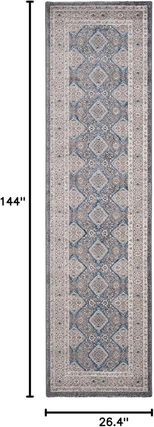 SAFAVIEH Sofia Collection Runner Rug - 2'2" x 12', Light Grey & Beige, Vintage Oriental Distressed Design, Non-Shedding & Easy Care, Ideal for High Traffic Areas in Living Room, Bedroom (SOF366B)
