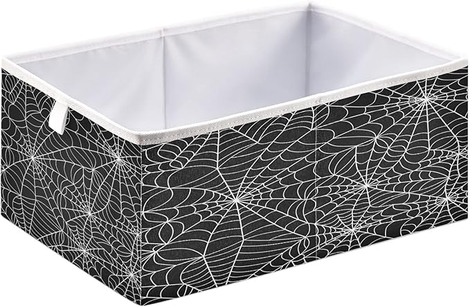 Bolaz Halloween Gray Spider Web Closet Organizers Storage Cubes Storage Bins Shelf Baskets Containers for Home Kids Room Toys Office,Square