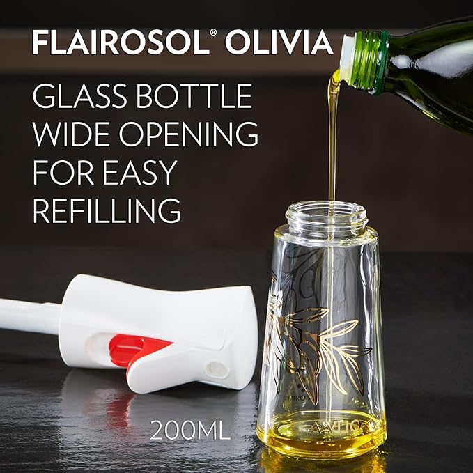 OLIVIA 130ML and 200ML Oil Sprayer for Cooking, Glass Olive Oil Sprayer