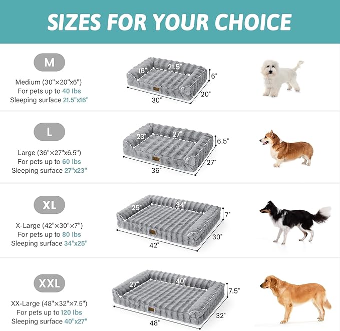 Faux Fur Orthopedic Dog Bed, Dog Bed for Medium Size, Supportive Foam Pet Sofa with Waterproof Lining Cover, Washable U-Shaped Pet Couch with Anti-Slip Bottom, Grey M 30x20x6.5 inch
