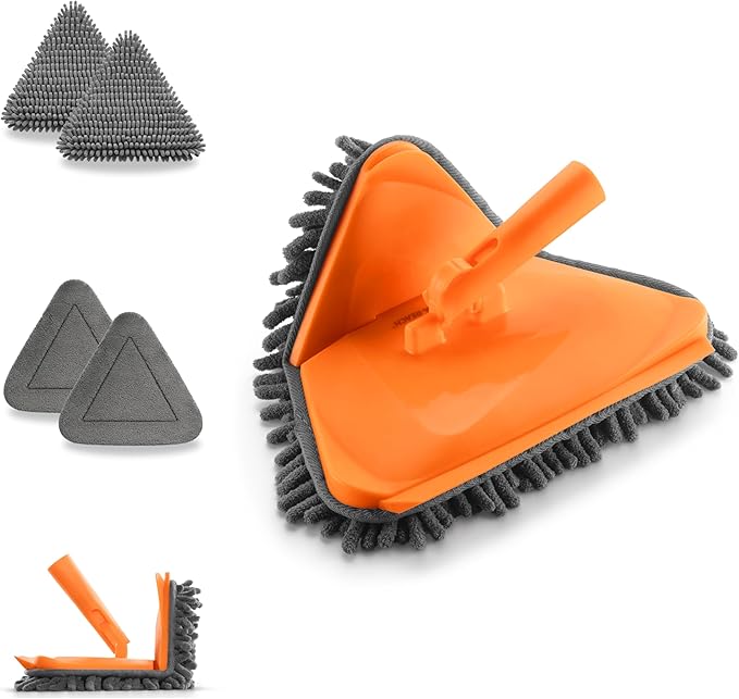 Wall Cleaner Tool with 4 Replacement Pads // 3-in-1 Wall Washer Mop for Walls, Baseboards and Windows // Wall and Baseboard Cleaner Fits All Extension Poles with Acme Thread (Pole Sold Separately)