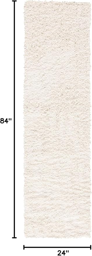 SAFAVIEH August Shag Collection Runner Rug - 2' x 7', Ivory, Solid Design, Non-Shedding & Easy Care, 1.5-inch Thick Ideal for High Traffic Areas in Living Room, Bedroom (AUG200C)