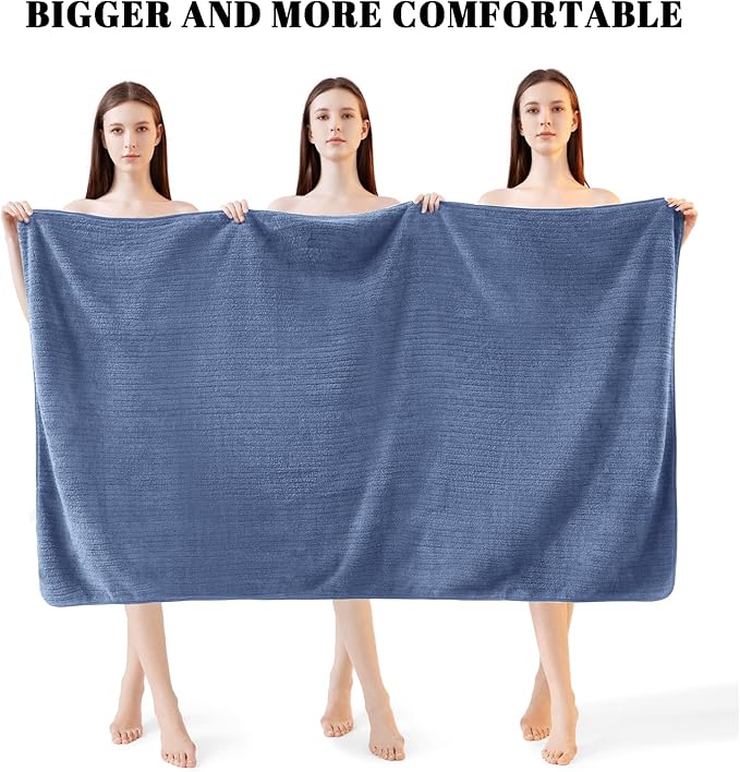 Bath Towels Set of 4 Extra Large 35 x 70 Inches,Luxury Thick High Absorbent and Quick Dry Bath Sheet,Ultra Soft Microfiber,Bathroom,Beach,Yoga,Sport,SPA,Fitness (Electric Blue)