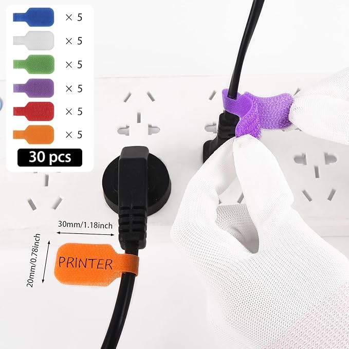 30Pcs Cable Cord Labels, Purpose Cable Tags Handwriting Reusable Wire Labels, Electronic Cable Identification Tags for Wire Management and Identification (Rectangle A)