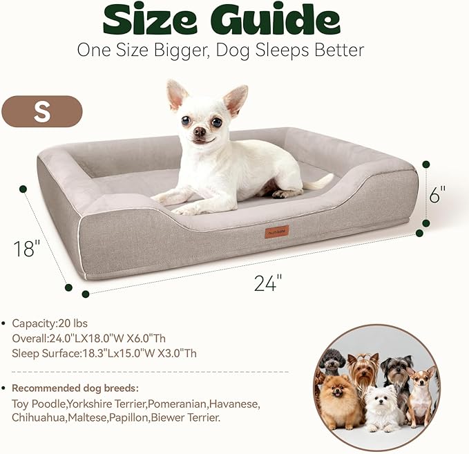 Puppy Beds for Small Dogs Orthopedic with Cooling Gel Memory Foam Washable Small Size Dog Couch with Removable Cover Waterproof for Senior Pets or Cats,24"x18"x6"Beige