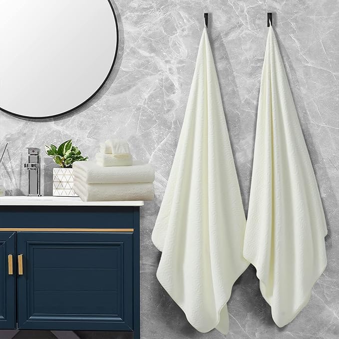 Bathroom Towels Set Of 4, 35x70 Inches Oversized Bath Towels Extra Large Microfiber Shower Towels Textured Ultra Soft Absorbent Quick Dry Towel Bath Sheets Towels For Adults Bathroom Hotel Spa Beige