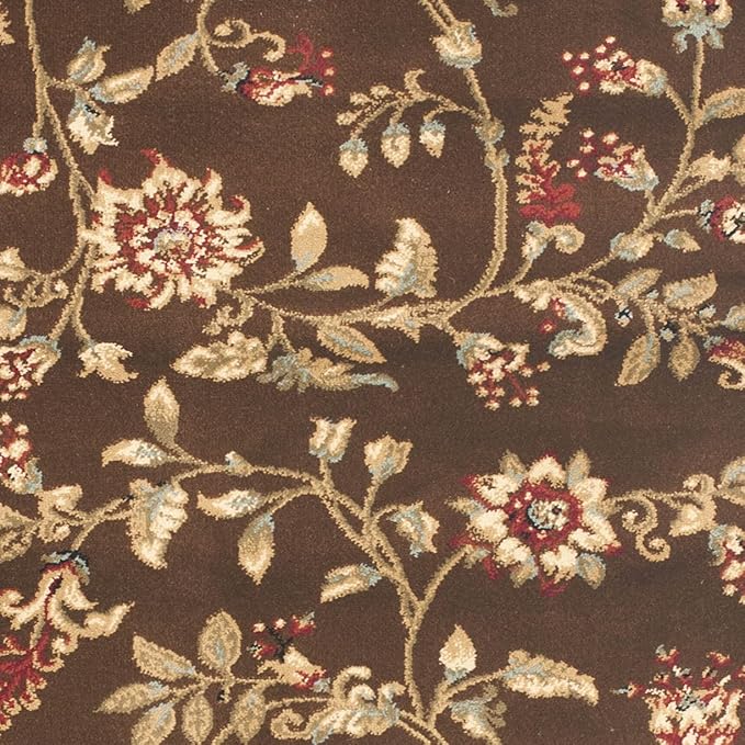 SAFAVIEH Lyndhurst Collection Runner Rug - 2'3" x 8', Brown & Multi, Traditional Floral Design, Non-Shedding & Easy Care, Ideal for High Traffic Areas in Living Room, Bedroom (LNH552-2591)