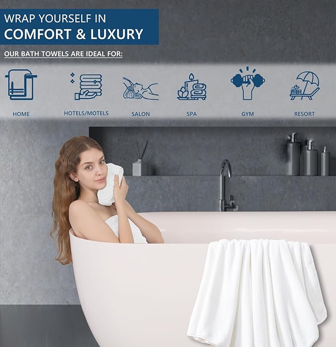 Extra Large Bath Sheet Set of 4,Ultra Soft Fluffy Towel,35”x 70”Oversized Bath Towel Set,Premium Microfiber Bathroom Towel Set Highly Absorbent Quick Dry Shower Towel for Bathroom,Hotel,Spa (White)