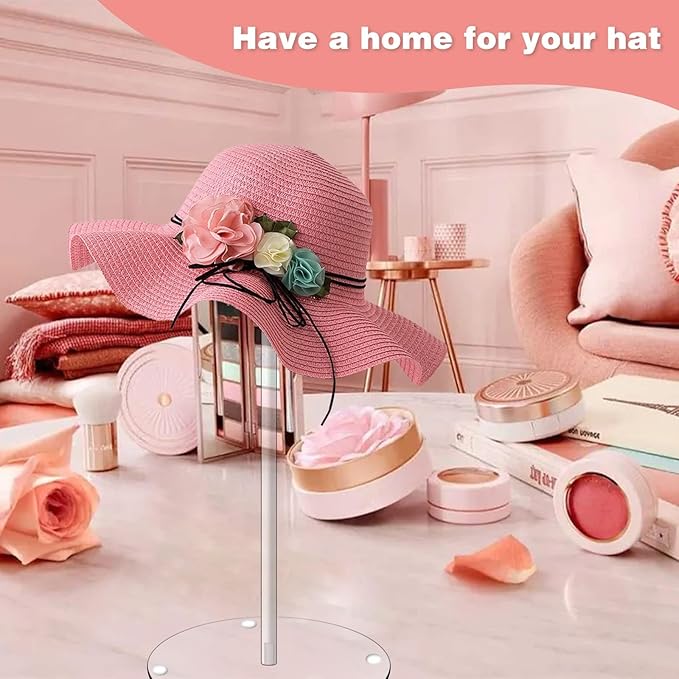 Acrylic Hat Display Stand 2 Pack- Thickened Base for Helmet, Wig, Cowboy hat, baseballcap, closet holder rack organizer( 11.8Inch Height)