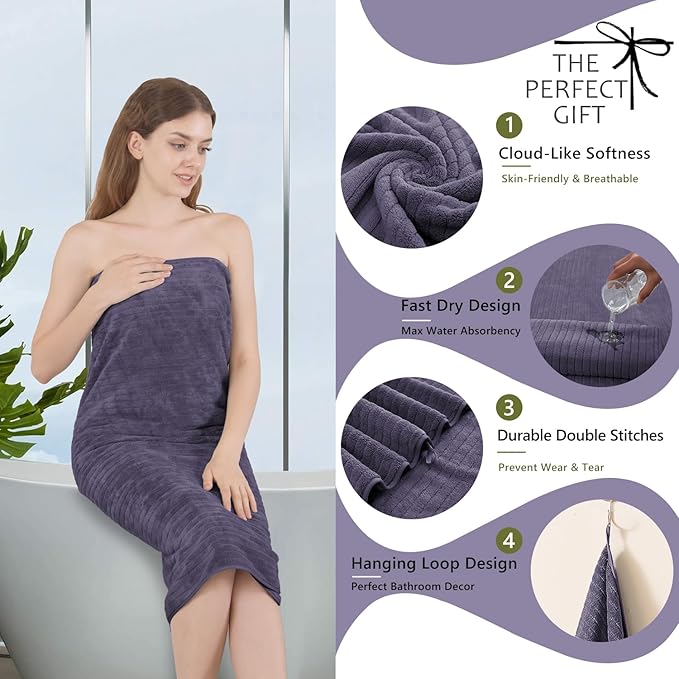 Extra Large Bath Sheet Set of 4,Ultra Soft Fluffy Towel,35”x 70”Oversized Bath Towel Set,Premium Microfiber Bathroom Towel Set Highly Absorbent Quick Dry Shower Towel for Bathroom,Hotel,Spa (Purple)