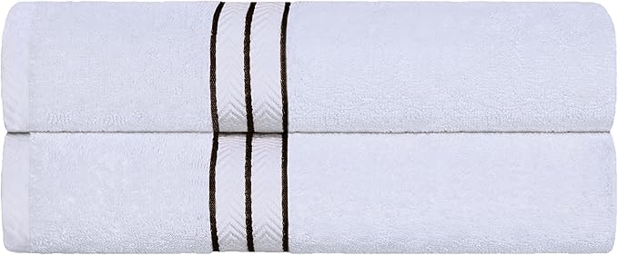 Superior Hotel Turkish Cotton 2 Piece Bath Sheet Set, Extra Large Oversized Ultra Plush Heavyweight Spa Essentials, Thick Absorbent and Soft, Dobby Border, Includes 2 Bath Sheets, Chocolate