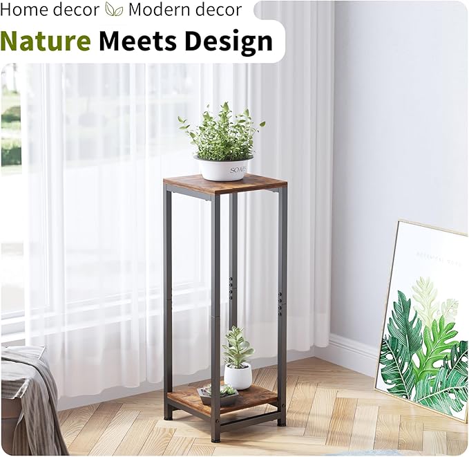 2-Tier Tall Plant Stand Indoor, Corner Plant Stands for Indoor Plants Multiple, Multi-Functional Small Side Table for Living Room, Bedroom, Balcony