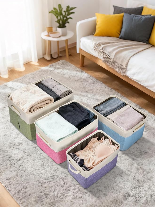BALEINE 1 Pack Fabric Closet Storage Bins for Shelves, Linen Closet Organizers and Storage, Decorative Baskets for Organizing, Shelf, Clothes, Home, Office (Skyblue, 17''x13''x10.5'')