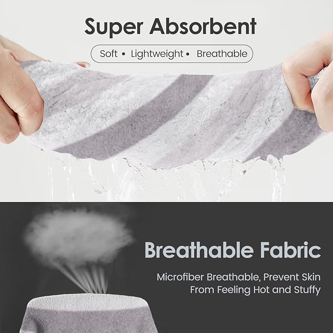 Bath Towels, Pack of 4, 30"x60", Large Microfiber Towel Set, Ultra Soft, Super Absorbent, Fast Drying, Perfect for Suana, Shower, Pool, Sport, Travel, Fitness, SPA,Yoga, Cabana Stripe Grey