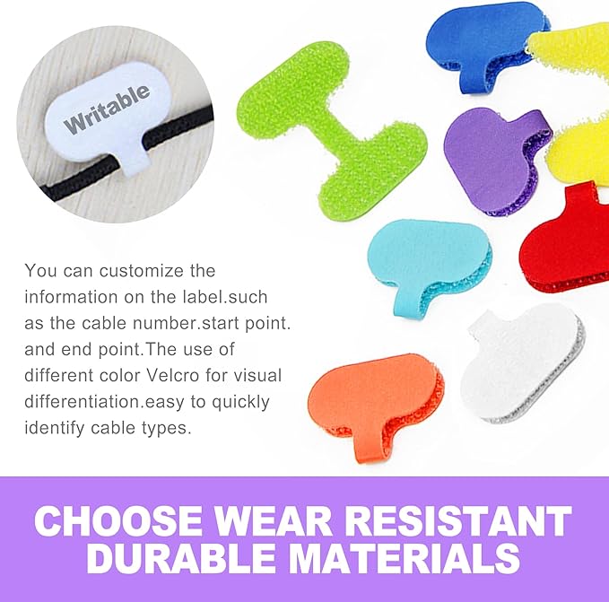 40 Pack Multi-Color Writable Wire Labels - Reusable Cord Tags for Easy Electronics Cable Identification & Management