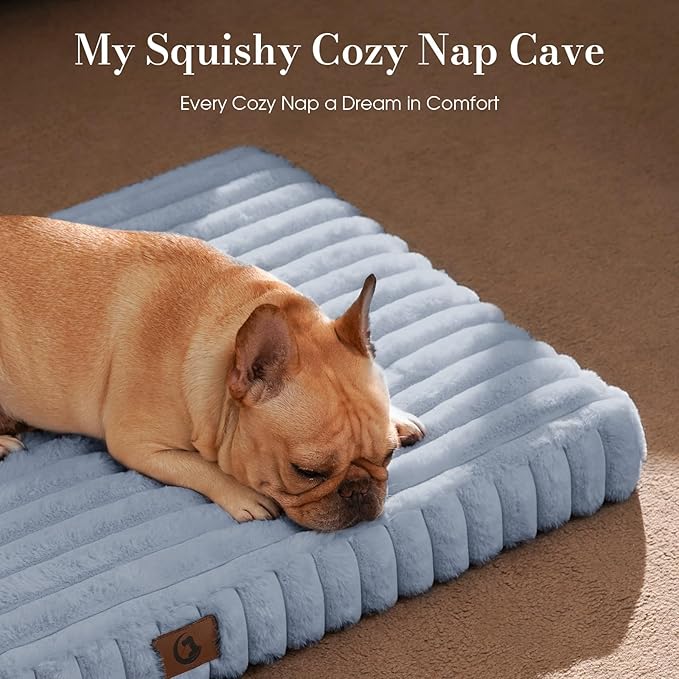 Orthopedic Dog Bed Medium Size Dog, Pet Beds with Waterproof Lining, Soft Short Plush Surface & Egg Crate Foam, Machine Washable Pet Mat with Removable Cover & Anti Slip Bottom