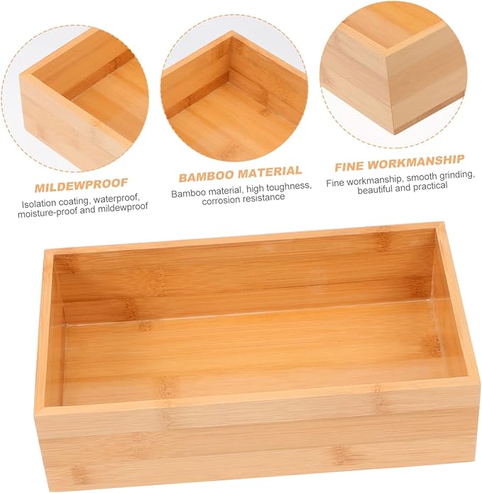 Made Bamboo Storage Organizer Compact Desktop Container for Home Items Multi-functional Khaki Bamboo Box with Simple Design Space-saving and Easy to Use