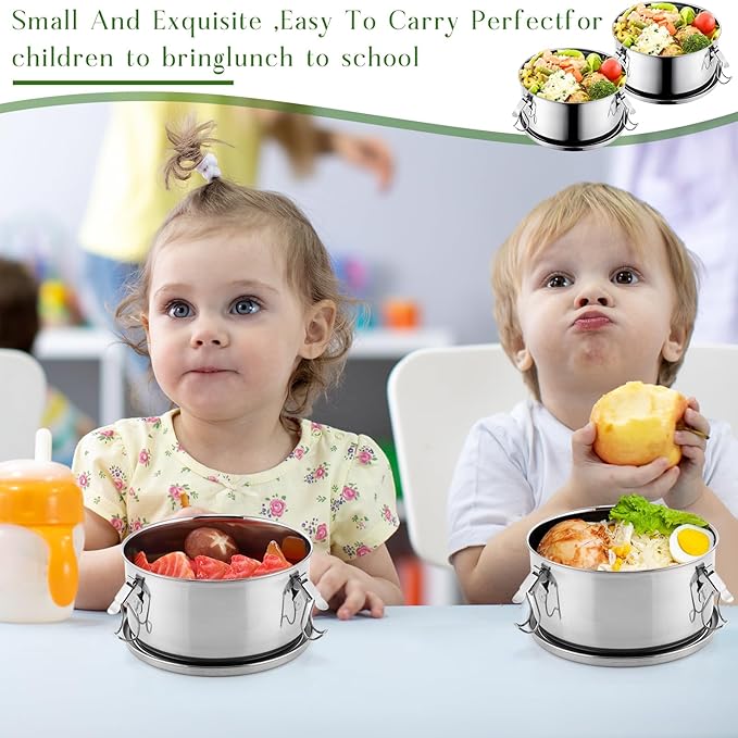 4 Pcs Stainless Steel Bento Box 36 oz Reusable 304 Stainless Steel Food Storage Containers with Lockable Clips to Leak Proof, Dishwasher Safe