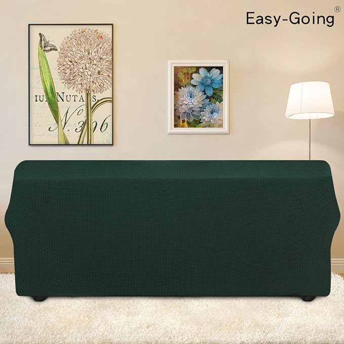 Easy-Going Stretch Oversized Sofa Slipcover 1-Piece Sofa Cover Furniture Protector Couch Soft with Elastic Bottom for Kids, Polyester Spandex Jacquard Fabric Small Checks Dark Green