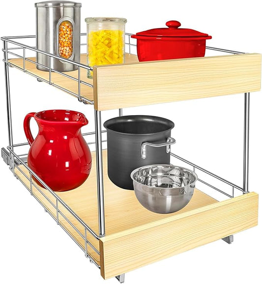 LYNK PROFESSIONAL® SELECT™ Pull Out Cabinet Organizer - 14" x 21" - Slide Out Cabinet Organizer for Kitchens - Sliding Shelves - Pull Out Drawer, Pots and Pans Storage - Lifetime Ltd Warranty - 2 Tier