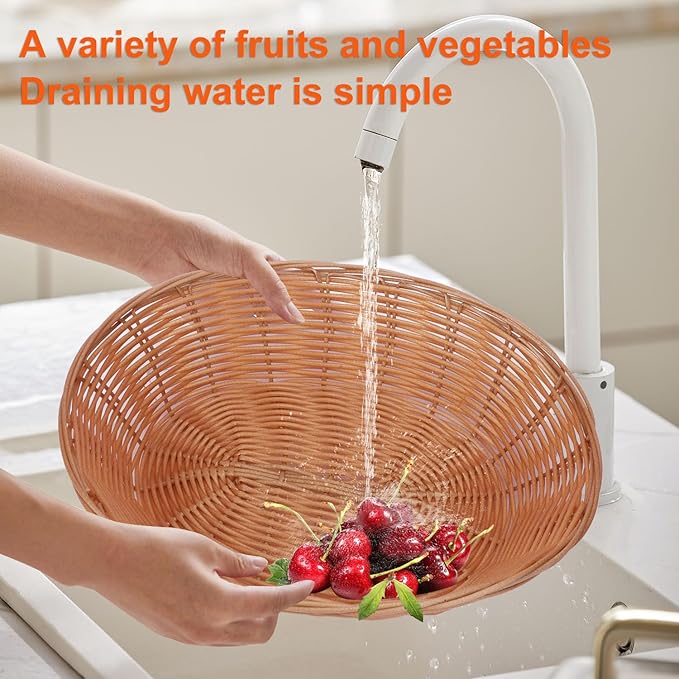 11 Inch Oval Poly Wicker Basket - Bulk, 11 Pack, Bread Serving Baskets for Home & Restaurant Use