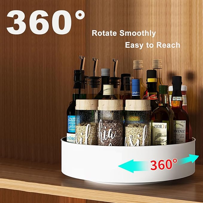 2 Pack 360° Rotating Lazy Susan Organizer,Non-Slip Turntable Organizer, Taller and Thicker Edge Design,Suitable for Kitchen Cabinets, Countertops, Pantry, Bathroom,Refrigerator and Storage Spices
