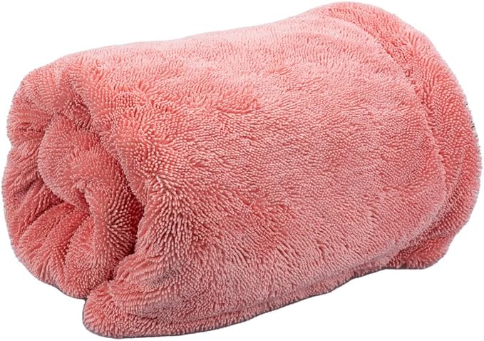24" x 36" Universal Pink Car Drying Towel – 1200 GSM Rinse-Free Double-Sided Microfiber – Plush, Super Absorbent Towel for Car Wash & Detailing