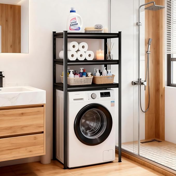 Over Toilet Storage Shelves, 5 Tier Adjustable Steel Shelf, Freestanding Metal Bathroom Space Saver, Waterproof&Rustproof Oraganizer with Reinforced Columns, Ideal for Laundry Bathroom,36W*16D*63H