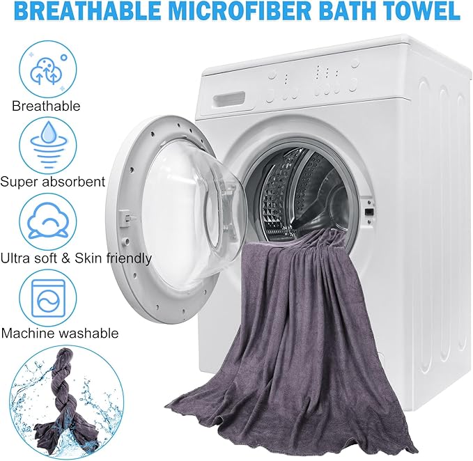 20 Pack Bulk Bath Towels Set, Large Quick Dry Bath Towels 55" x 28" for Spa, Gym, Salon, Hotel and Rental Use(Dark Blue, Coffee, Dark Purple, Gray)