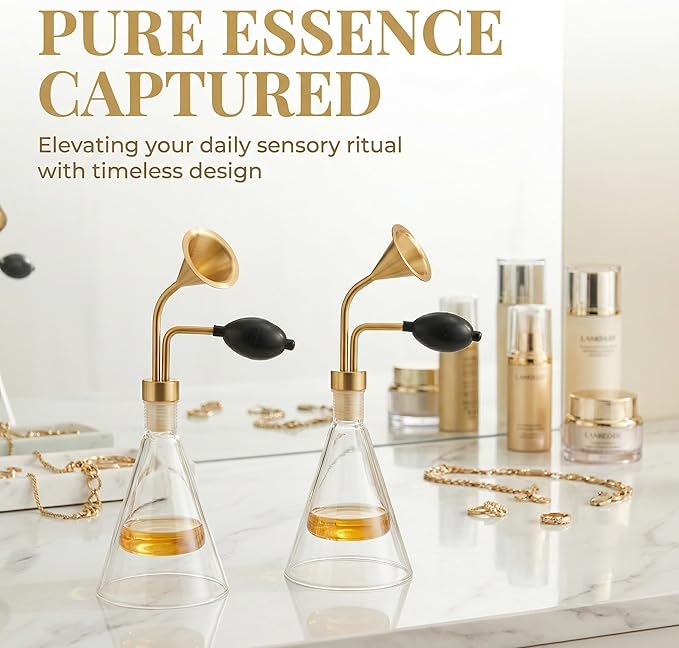 【2-Pack】 80ml Clear Brass Perfume bar Wine Fragrance Essential Oil Coffee Test Glass Bottles Perfume Smell Display Bottle Smelling Jars