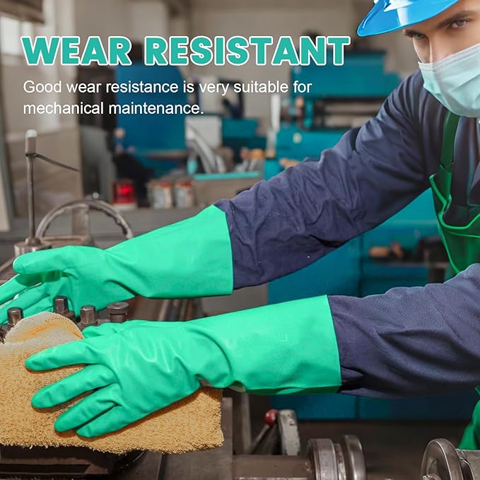 20 Pairs Nitrile Chemical Resistant Gloves, Reusable Heavy Duty Safety Gloves, Resist Household Acid