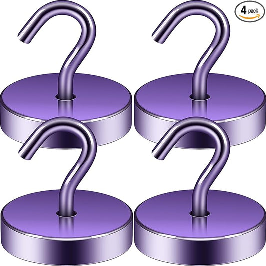 Neosmuk Magnetic Hooks, Cruise Ship Essentials, 10lb+ Heavy Duty Magnetic Hooks for Cruise Cabins, Refrigerator, Grill, Hanging, and Travel | Extra Strong Must-Haves Magnet Hook,Purple