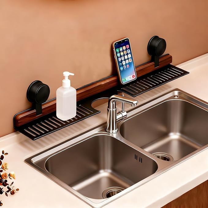 Bathroom Storage Shelves Floating,Modern Kitchen Organizer Faucet Shelf,No Mounted Shower Sink Caddy Organizers,Toothbrush soap Rack (White, 20 inch)