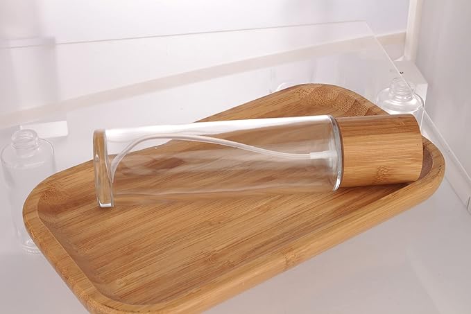 COSIDEA 12 pcs Empty 5oz /150ml bamboo lid clear glass spray bottle with fine mist despenser head for liquid perfume toiletries containers, toner bottles