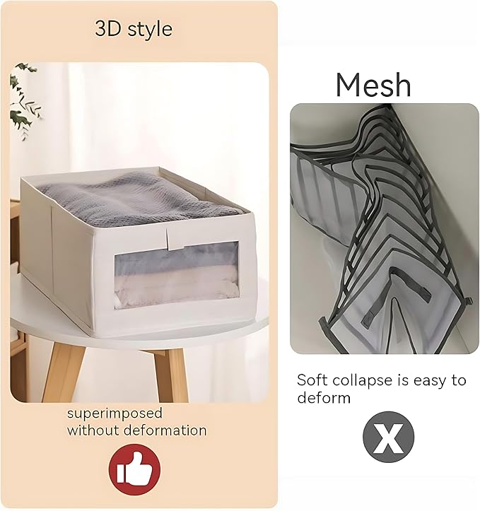 4-Pack Cotton Linen Storage Boxes with Lids | Breathable Closet Organizers for Clothes, Blankets & Seasonal Items | Eco-Friendly Home Storage Solutions