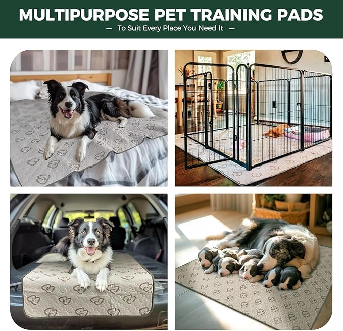 FXW Washable Pee Pads for Dogs, Puppy Pads with Super Absorbent, Specifically Designed for Potty Training, 30" x 70" Rectangle, Khaki, 1 Pack
