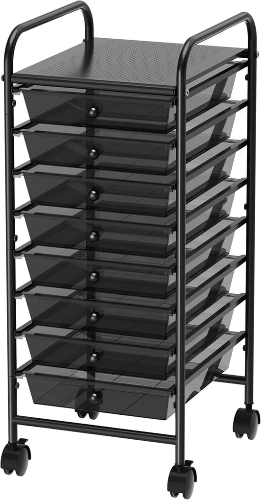 Simple Houseware Utility Cart with 8 Drawers Rolling Storage Art Craft Organizer, Black
