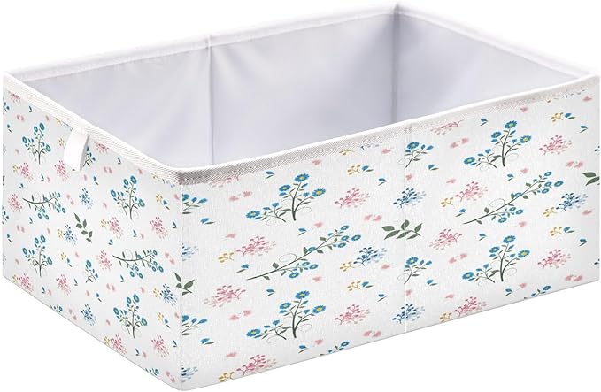 Bolaz Wild Flower Blue and Pink Mood Closet Organizers Storage Cubes Storage Bins Shelf Baskets Containers for Home Kids Room Toys Office,Rectangle