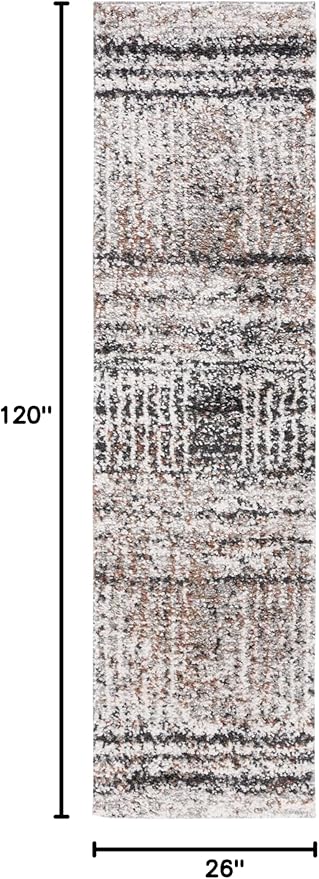 SAFAVIEH Jericho Shag Collection Area Rug - 2'2" x 10' Runner, Black & Rust, Non-Shedding & Easy Cleaning, Ultra Plush Thick Pile, Ideal for Living Room, Bedroom, Dining Space (JER100Z)