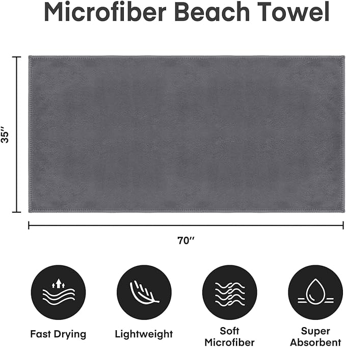 Extra Large Bath Towels, Microfiber Bath Sheet Towels for Body, 2 Pack 35" x 70", Oversized, Soft, Super Absorbent, Fast Drying, Perfect forSauna, Shower, Sport, Fitness, Yoga, Grey