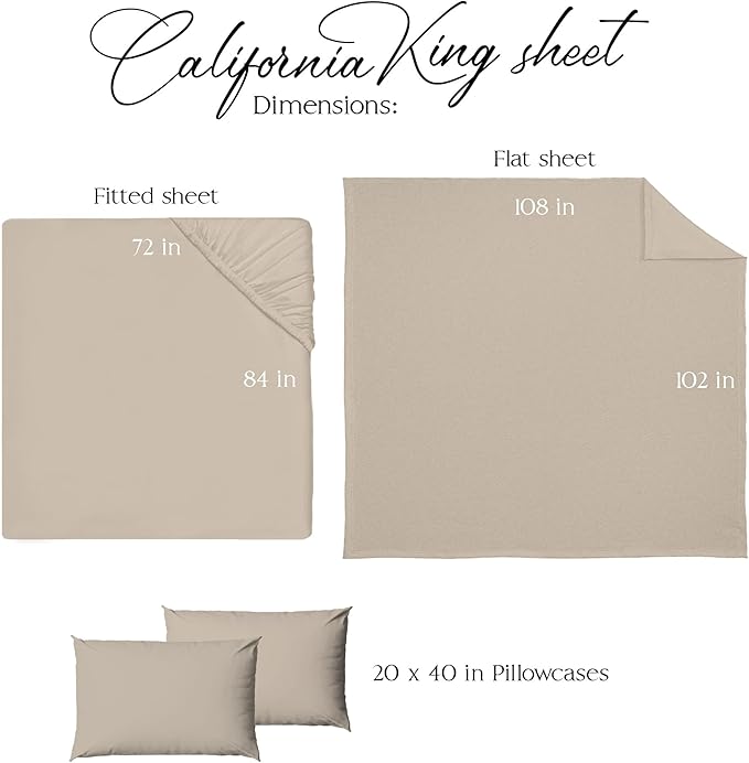 Northwest Ashford Home Essentials 4-Piece California King Sheet Set – 1500 Thread Count Microfiber Bedding – Deep Pocket Fitted Sheet – Sand Dollar Taupe