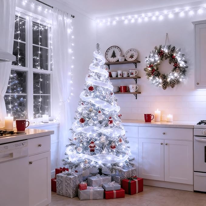 LAMPHOME White Christmas Lights Indoor Outdoor, Connectable String Lights Plug in, Mini White Fairy Light for Patio Dorm Classroom Bedroom Christmas Tree Wedding Party Garland Birthday Festival