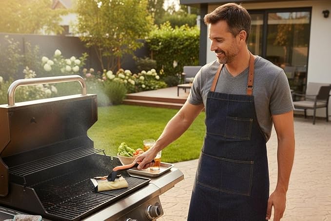 Q-Swiper XL Steam-Clean Grill Cleaning Value Set — Bristle-Free Brush with Scraper — Dipping Tray, 4 Kevlar® Heat Resistant Cleaning Cloths — Safe Way to Steam Away BBQ Grill Grease & Grime