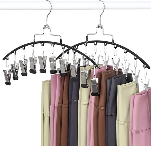TOPIA HANGER 2 Pack Leggings Hanger for Closet, 20 Clips 360° Swivel Hook Legging Organizer Space Saving for Leggings Shorts Pants Skirt Jeans Bra Tank top Underwear for Closet CT80B