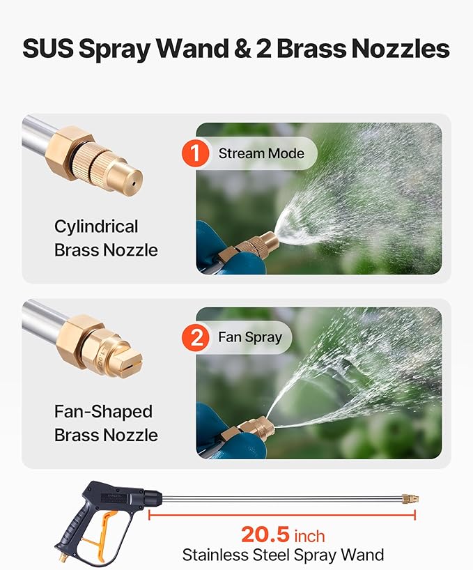 Industrial Concrete Sprayer with Wheeled Cart, 3.5 Gallon Stainless Steel Sprayer, Heavy Duty Tri-Poxy Pump Sprayers, 20.5"Wand, 48" & 120"Hoses, 2 Brass Nozzles for Construction, Lawn & Garden