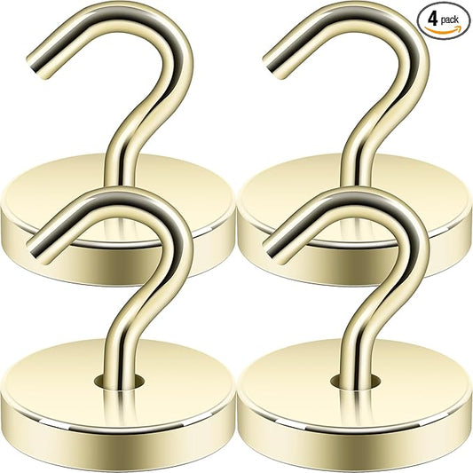 Neosmuk Magnetic Hooks, Cruise Ship Essentials, 120lb Heavy Duty Magnetic Hooks for Cruise Cabins, Refrigerator, Grill, Hanging, and Travel | Extra Strong Must-Haves Magnet Hook,Silver