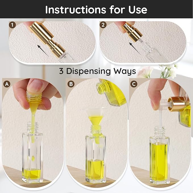 Segbeauty 40pcs 0.34oz Glass Travel Perfume Atomizer Refillable, Mini Glass Perfume Spray Bottle, 10ml Travel Cologne Sprayer with Dispensing Tool, Bulk Fine Mist Spray Bottles Fragrance Atomizer