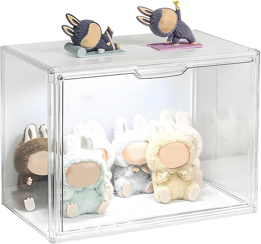 14.17"X10.63"X8.66" Clear Display Case for Figures with Lights, Acrylic Storage Organizers Box with Magnetic Door, Large Dustproof Showcase for Collectibles Action Figure
