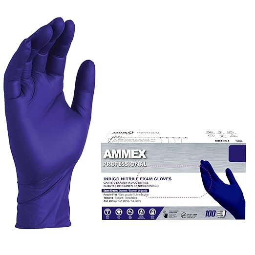 AMMEX Indigo Nitrile Disposable Exam Gloves, 3 Mil, Latex/Powder Free, Food-Safe, Textured, Non-Sterile, X-Large, Box of 100